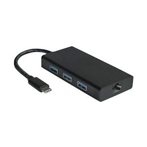 VALUE USB 3.2 Gen 1 Type C naar Gigabit Ethernet-converter + hub - zwart 12.99.1109