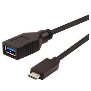 USB-C (m) - USB-A (v) (volledig bedekt) adapter - USB3.0 / zwart - 0,15 meter