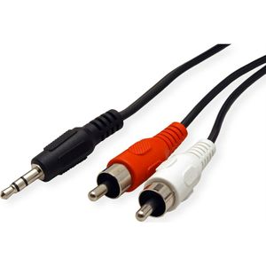 ROLINE 3,5mm (M) naar Tulp (2x M) Kabel, 10 m