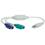 USB - 2x PS/2 Verloopkabel Adapter - Grijs