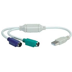 USB - 2x PS/2 Verloopkabel Adapter - Grijs