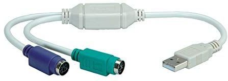 USB - 2x PS/2 Verloopkabel Adapter - Grijs