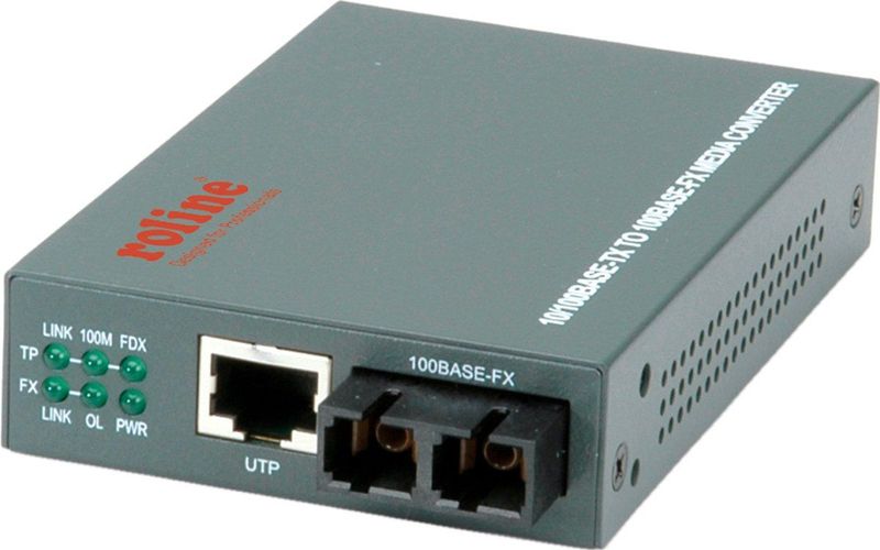 ROLINE Fast Ethernet Converter - RJ-45 - SC - Grijs