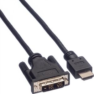 ROLINE Monitorkabel DVI (18+1) - HDMI, M/M, zwart, 1,5 m - zwart 11.04.5516