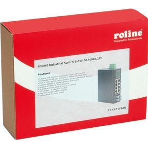 Roline - Netwerkschakelaar - Zwart - 8 Poorten - 6x RJ-45 en 2x ST
