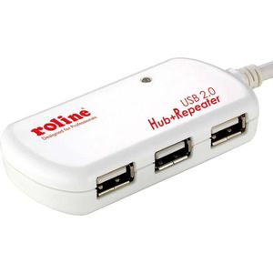ROLINE - USB 2.0 4-Poorts Hub - Wit - 12 Meter Aansluitkabel