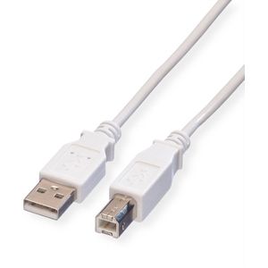 VALUE USB 2.0 Kabel, type A-B, Type A-B, wit, 0,8 m