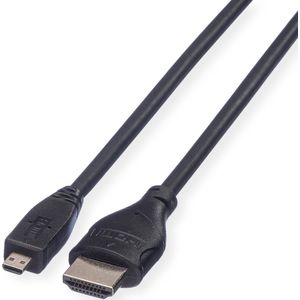 ROLINE HDMI High Speed Kabel met Ethernet, HDMI M - Micro HDMI M, 2 m