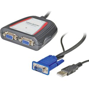 Value VGA splitter 1 naar 2 - actief met USB voeding / zwart