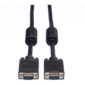 ROLINE - SVGA Kabel - 10 m - Zwart - Ferrietkernen - Dubbel Afgeschermd