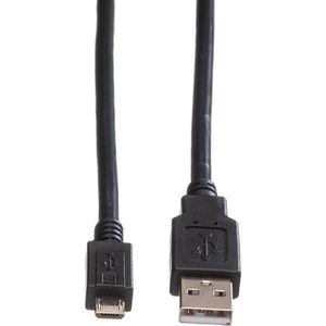 ROLINE USB 2.0 Kabel, USB A Male - Micro USB B Male, zwart, 3 m - zwart 11.02.8755