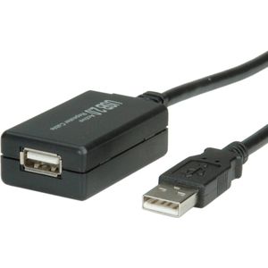 VALUE USB 2.0 Verleng kabel met actieve Repeater, zwart, 12 m - zwart 12.99.1110