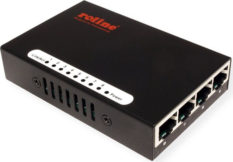 ROLINE Fast Ethernet Switch - 8 Ports - Metalen Behuizing
