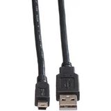 ROLINE USB 2.0 Kabel, type A - 5-Pin Mini, zwart, zwart, 0,8 m