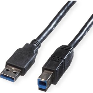 ROLINE USB 3.2 Gen 1 kabel, type A-B, zwart, 0,8 m