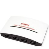 Roline - USB 3.0 Hub - 4 Poorten - Wit/Zwart - Inclusief Stekkeradapter