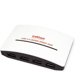 Roline - USB 3.0 Hub - 4 Poorten - Wit/Zwart - Inclusief Stekkeradapter