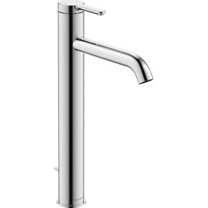 Duravit C.1 wastafelarmatuur, maat XL (uitloop hoogte 233 mm), kraan badkamer met trekstang-afvoergarnituur, wastafelarmatuur met keramische cartridge, chroom