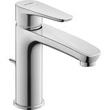 Duravit B11020 B.1 Wastafelkraan, Maat M (uitloop hoogte 110 mm), kraan badkamer met trekstang-afvoergarnituur, wastafelarmatuur met keramische cartridge, chroom