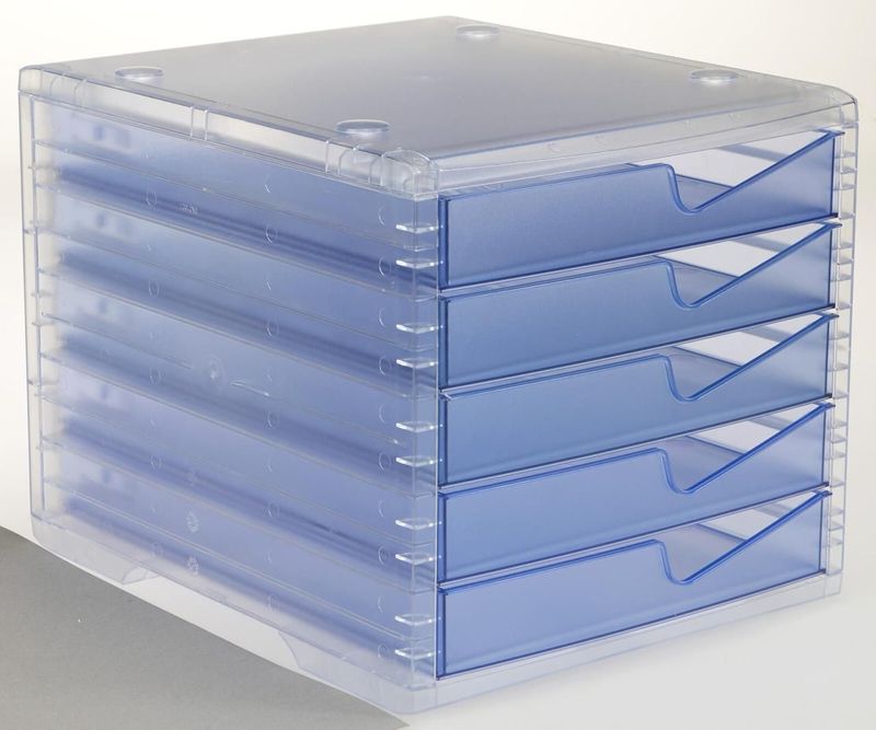 Styro Schubladenbox styrowingsbox 5 Schübe light transparent/cornflowe