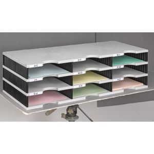 styro® Sortierstation styrodoc Standard, DIN C4, 3 Etagen/3-reihig/9 Fächer, grau/schwarz