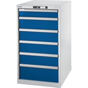 LISTA Werkbank-bouwdoossysteem, onderbouwkast, hoogte 1000 mm, 6 laden, gentiaanblauw