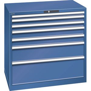 LISTA Ladenkast, plaatstaal, h x b = 1000 x 1023 mm, 7 laden, laadvermogen 200 kg, gentiaanblauw