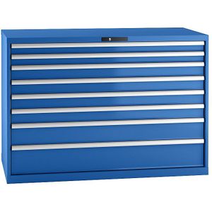LISTA Ladenkast, plaatstaal, h x b = 1000 x 1431 mm, 8 laden, laadvermogen 75 kg, gentiaanblauw