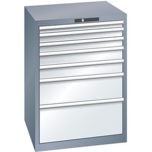 LISTA Ladenkast, plaatstaal, h x b = 1000 x 717 mm, 7 laden, grijs metallic / lichtgrijs