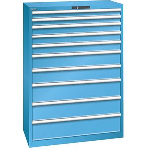 LISTA Ladekast met 10 laden, b x d x h = 1023 x 725 x 1000 mm, lichtgrijs
