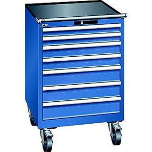 LISTA Ladekast, verrijdbaar, b x d = 717 x 725 mm, 7 laden, gentiaanblauw