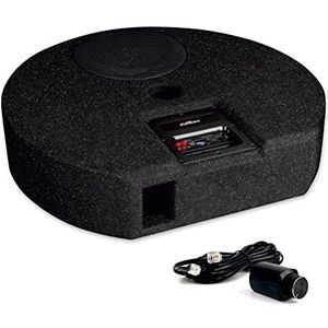 AXTON ATB20RXF: platte actieve subwoofer voor de reservewielopening, basreflex basbox voor de auto met 20 cm lange hub Woofer, behuizing slechts 125 mm hoog, high-level ingangen, 120 W
