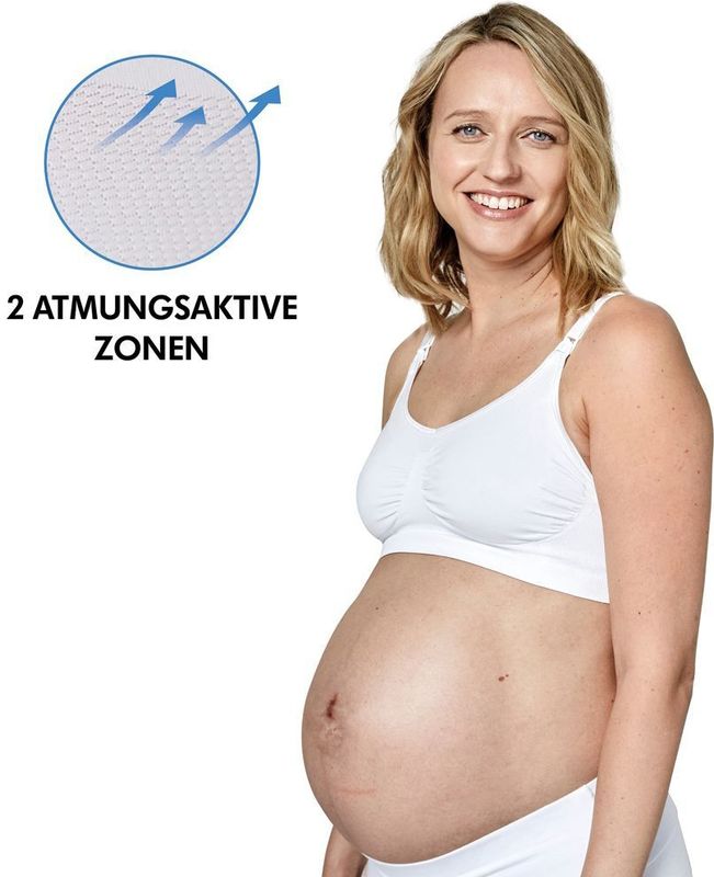 Medela Keep Cool bh – Naadloze voedingsbh – Zwangerschapsbh met 2 ademende zones – Soft Touchmateriaal – Wit – M