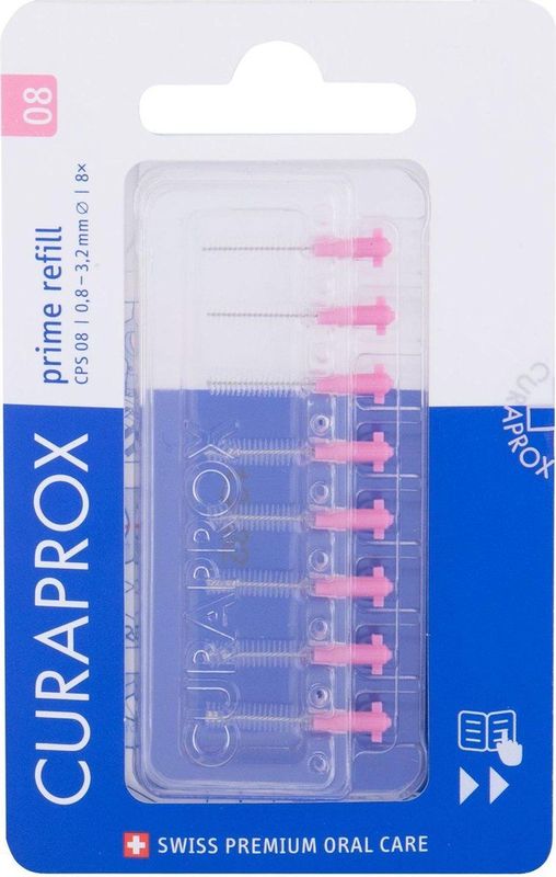Curaprox Interdentale Rager Prime Navulling CPS 08 Roze 3,2mm 8 stuks
