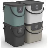Rotho - Albula - Afvalscheiders - Set van 4 - 2x 25L en 2x 40L - Blauw/Antraciet