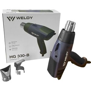 Weldy HG 330-B - Heteluchtapparaat - Heteluchtpistool - 2 verschillende standen - Met 2 handige opzetstukken - Voor verschillende toepassingen - (098.0510)
