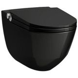 Laufen Cleanet RIVA Douche WC 35.5x60x61.5cm diepspoel incl. closetzitting met deksel en softclose keramiek glanzend zwart glans h8206910200001