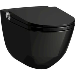 Laufen Cleanet RIVA Douche WC 35.5x60x61.5cm diepspoel incl. closetzitting met deksel en softclose keramiek glanzend zwart glans h8206910200001