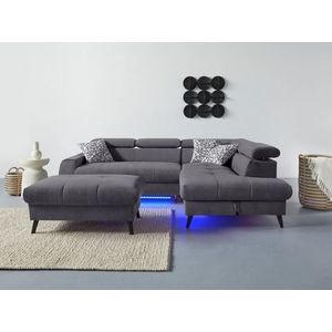 COTTA Ecksofa "Mia L-Form", 3-tlg.-Kissen-Set, Ottomane, wahlweise mit oder ohne RGB-Beleuchtung