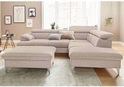 COTTA Polstergarnitur "Caluso", (2 tlg.), Set: bestehend aus Ecksofa, Hocker, Ecksofa inkl. Kopfteilverstellung