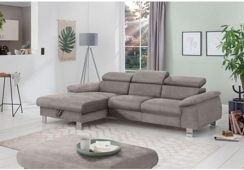 COTTA Ecksofa Komaris L-Form, mit Kopfteilverstellung, wahlweise Bettfunktion,Stauraum & Beleuchtung