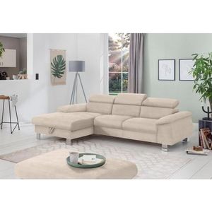 COTTA Hoekbank Komaris L-vorm met hoofdeindeverstelling keuze met bedfunctie, bedlade & verlichting