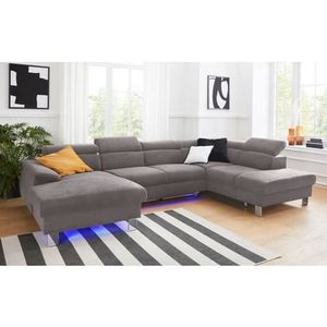 COTTA Polstergarnitur "Komaris U-Form", (Set), Set bestehend aus: Wohnlandschaft mit Kopfteilverstellung & Hocker