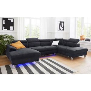 COTTA Polstergarnitur "Komaris U-Form", (Set), Set bestehend aus: Wohnlandschaft mit Kopfteilverstellung & Hocker