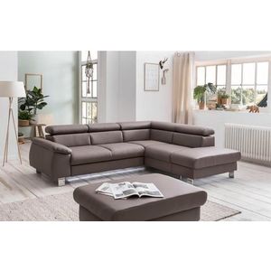 COTTA Polstergarnitur "Komaris L-Form", (Set), Set bestehend aus: Ecksofa mit Kopfteilverstellung & Hocker