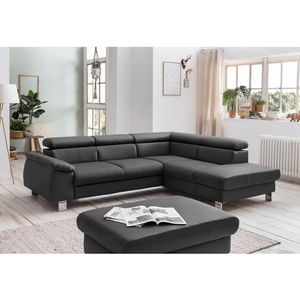 COTTA Polstergarnitur »Komaris«, (Set), Set: bestehend aus Ecksofa und Hocker, Kopfteilverstellung