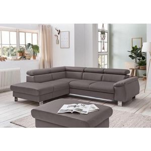 COTTA Polstergarnitur »Komaris«, (Set), Set: bestehend aus Ecksofa und Hocker, Kopfteilverstellung