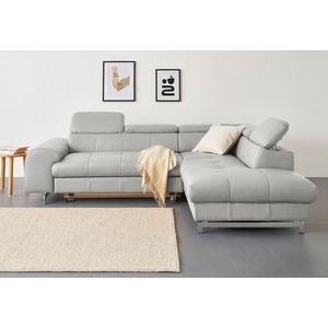 COTTA Ecksofa »Chef L-Form«, mit Kopfteilverstellung, edle Metallkufen, wahlweise mit Bettfunktion