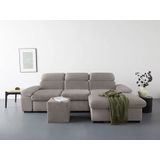 COTTA Ecksofa "Lola L-Form", (Set, mit Hocker), mit Hocker & Kopfteilfunktion, wahlw. Bett- und Armteilfunktion