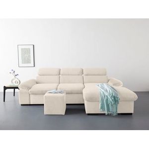 COTTA Ecksofa »Lola L-Form mit Kopfteilfunktion & Hocker«, (Set, mit Hocker), wahlweise mit Bettfunktion, Bettkasten & Armteilverstellung